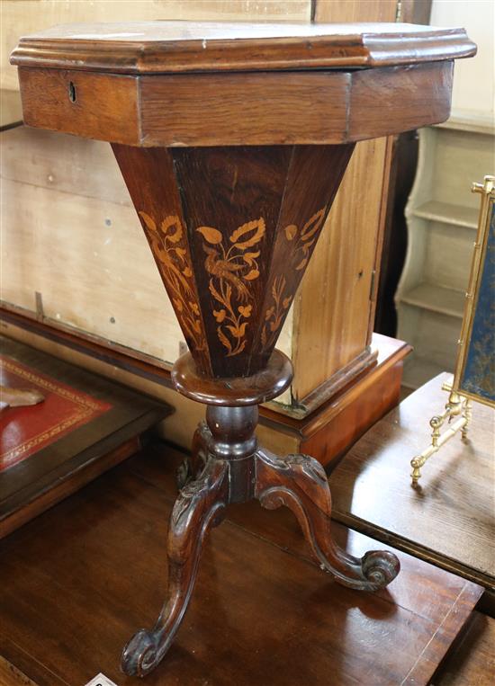 Victorian inlaid trumpet sewing table